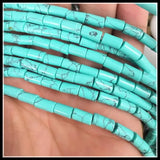 45pcs Natural Gem Stone Cylinder Strings - 4x8mm Tiger Eye Turquoise Green
