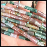 45pcs Natural Gem Stone Cylinder Strings - 4x8mm Tiger Eye Turquoise Green