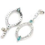 Smoky Quartz Peridot Aquamarine CZ 925 Silver Earrings