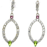 Smoky Quartz Peridot Aquamarine CZ 925 Silver Earrings
