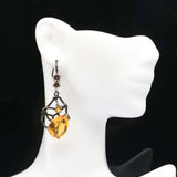 Neo-Gothic Jewelry Set Golden Citrine Earrings Pendant