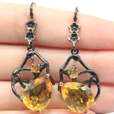 Neo-Gothic Jewelry Set Golden Citrine Earrings Pendant