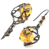 Neo-Gothic Jewelry Set Golden Citrine Earrings Pendant