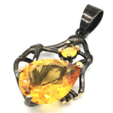Neo-Gothic Jewelry Set Golden Citrine Earrings Pendant
