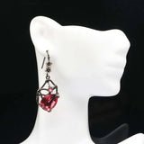 Neo-Gothic Jewelry Set Drop Raspberry Rhodolite Garnet Silver Earrings Pendant