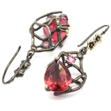 Neo-Gothic Jewelry Set Drop Raspberry Rhodolite Garnet Silver Earrings Pendant