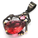 Neo-Gothic Jewelry Set Drop Raspberry Rhodolite Garnet Silver Earrings Pendant