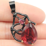 Neo-Gothic Jewelry Set Drop Raspberry Rhodolite Garnet Silver Earrings Pendant