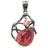 Neo-Gothic Jewelry Set Drop Raspberry Rhodolite Garnet Silver Earrings Pendant
