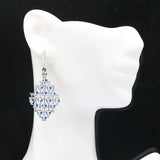 Gorgeous Long Tanzanite Tourmaline CZ Women Engagement Silver Earrings