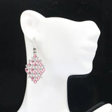 Gorgeous Long Tanzanite Tourmaline CZ Women Engagement Silver Earrings