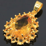 Delicate 45x21mm Drop Citrine CZ Fine Jewelry Set
