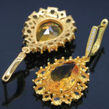 Delicate 45x21mm Drop Citrine CZ Fine Jewelry Set