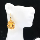 Delicate 45x21mm Drop Citrine CZ Fine Jewelry Set