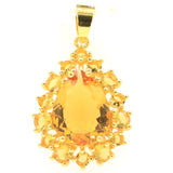 Delicate 45x21mm Drop Citrine CZ Fine Jewelry Set