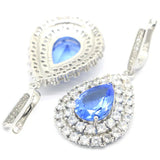 Stunning 45x22mm Tanzanite Pink Morganite CZ 925 Silver Earrings