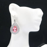 Stunning 45x22mm Tanzanite Pink Morganite CZ 925 Silver Earrings