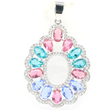 SheCrown Pink Tourmaline Rich Violet Tanzanite Aquamarine CZ Silver Pendant