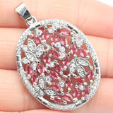 Big Pink Rhodolite Garnet Sapphire Pendant for Mom Daily Wear Dating