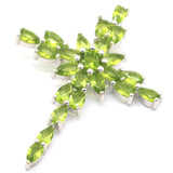 Gorgeous Cross Pendant with Peridot, Tourmaline, and Tanzanite in 925 Silver