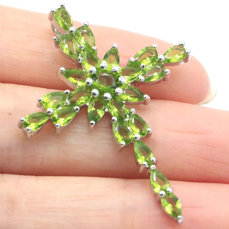 Gorgeous Cross Pendant with Peridot, Tourmaline, and Tanzanite in 925 Silver