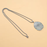 Labradorite Stone Necklace Pendant Stainless Steel Jewelry Charms