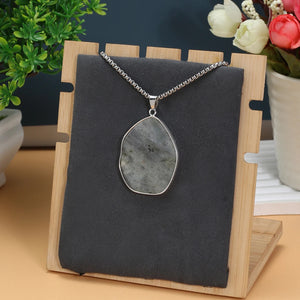 Labradorite Stone Necklace Pendant Stainless Steel Jewelry Charms