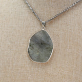 Labradorite Stone Necklace Pendant Stainless Steel Jewelry Charms
