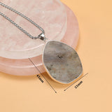 Labradorite Stone Necklace Pendant Stainless Steel Jewelry Charms