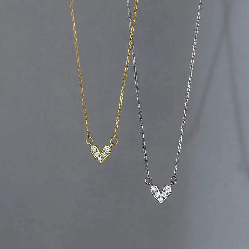 Silver Heart Pendant Necklace for Women 925 Silver Chain Choker