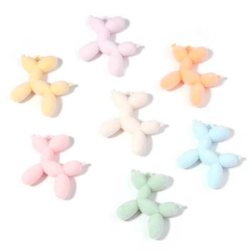 Acrylic Balloon Dog Charms 5pcs Multi-Color Necklace Bracelet Bag Decoration DIY