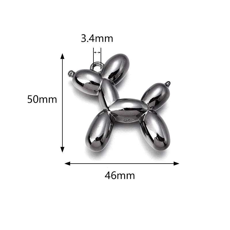 Acrylic Balloon Dog Charms 5pcs Multi-Color Necklace Bracelet Bag Decoration DIY
