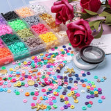 Polymer Clay Beads for Bracelets, Flat Round Loose Disc Beads