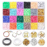 Polymer Clay Beads for Bracelets, Flat Round Loose Disc Beads