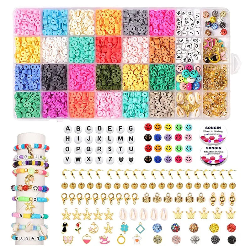 Polymer Clay Beads Kit for Bracelets Making with Pendant Charms