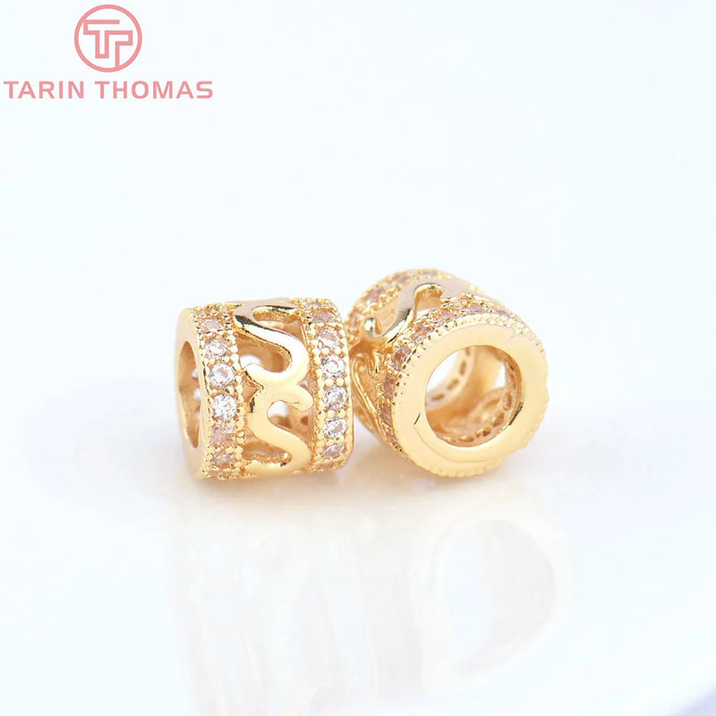 6PCS 6.5x7.5MM Champagne Brass Spacer Beads for Jewelry Making
