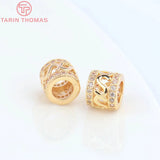 6PCS 6.5x7.5MM Champagne Brass Spacer Beads for Jewelry Making