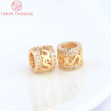 6PCS 6.5x7.5MM Champagne Brass Spacer Beads for Jewelry Making