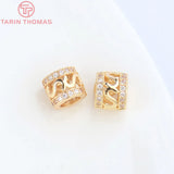 6PCS 6.5x7.5MM Champagne Brass Spacer Beads for Jewelry Making