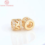 6PCS 6.5x7.5MM Champagne Brass Spacer Beads for Jewelry Making