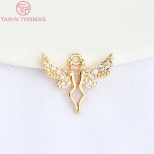 10PCS 14.5x18MM 24K Champagne Brass Angel Charm Pendants