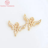 10PCS 14.5x18MM 24K Champagne Brass Angel Charm Pendants