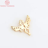 10PCS 14.5x18MM 24K Champagne Brass Angel Charm Pendants