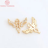 10PCS 14.5x18MM 24K Champagne Brass Angel Charm Pendants