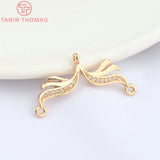10PCS 28.5x9MM Brass Zircon Wing Pendants DIY Jewelry Making Findings