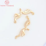 10PCS 28.5x9MM Brass Zircon Wing Pendants DIY Jewelry Making Findings