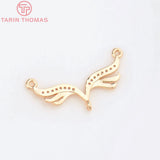10PCS 28.5x9MM Brass Zircon Wing Pendants DIY Jewelry Making Findings