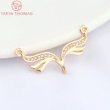 10PCS 28.5x9MM Brass Zircon Wing Pendants DIY Jewelry Making Findings