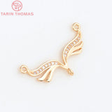 10PCS 28.5x9MM Brass Zircon Wing Pendants DIY Jewelry Making Findings