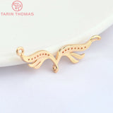 10PCS 28.5x9MM Brass Zircon Wing Pendants DIY Jewelry Making Findings